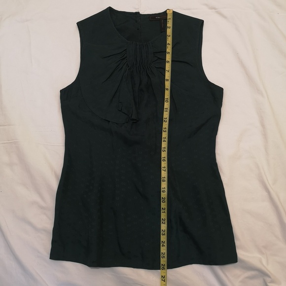 BCBGMAXAZRIA 100% Silk Deep Green Bow Sleeveless Blouse Top Size S - Picture 10 of 10